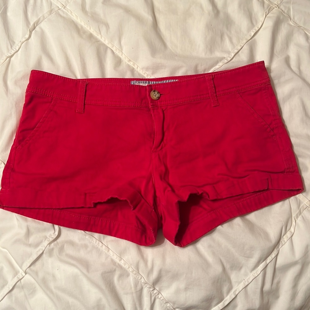Abercrombie & Fitch Red Denim Shorts